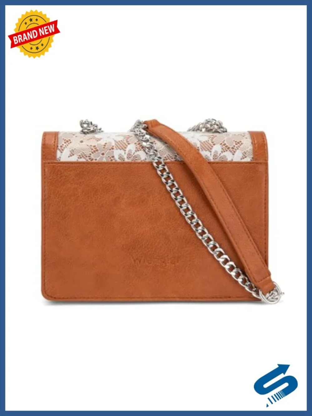 Vegan Leather Flap Crossbody Purse with Chain Strap